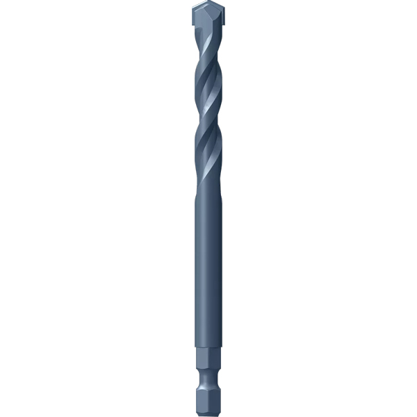 The Bosch 2608900529 Pilot Drill for Expert Power Change Plus, with hexagonal shank and spiral flutes, is designed for drilling wood, metal, or masonry. Shown on a plain white background.