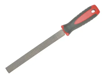 The Faithfull FAIFIRSC6 is a 150mm (6in) round second cut engineers file with a black and red plastic handle for grip, ideal for smoothing or shaping materials.