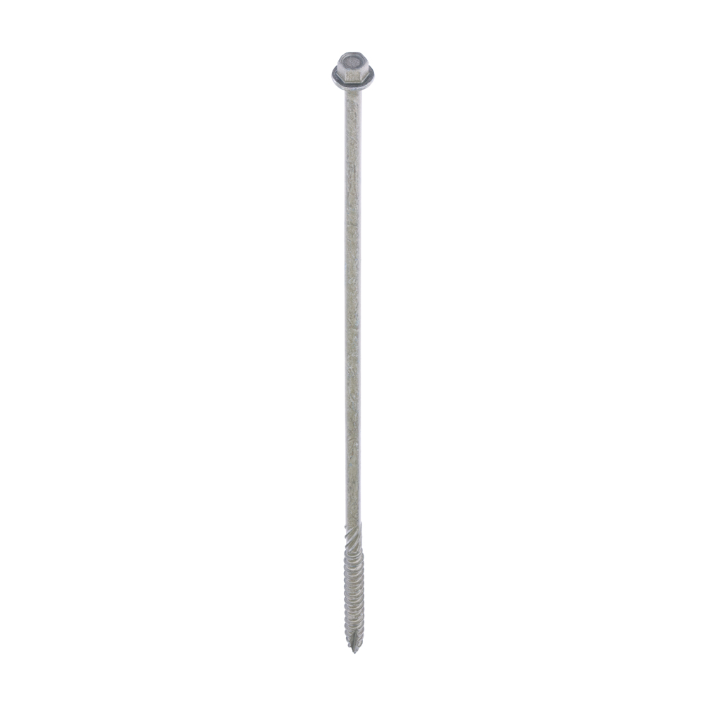 The Timber Screws - Hex Head - Exterior - Green 6.7 x 250 is a single long screw with a hex head and partially threaded shaft, displayed against a plain white background.