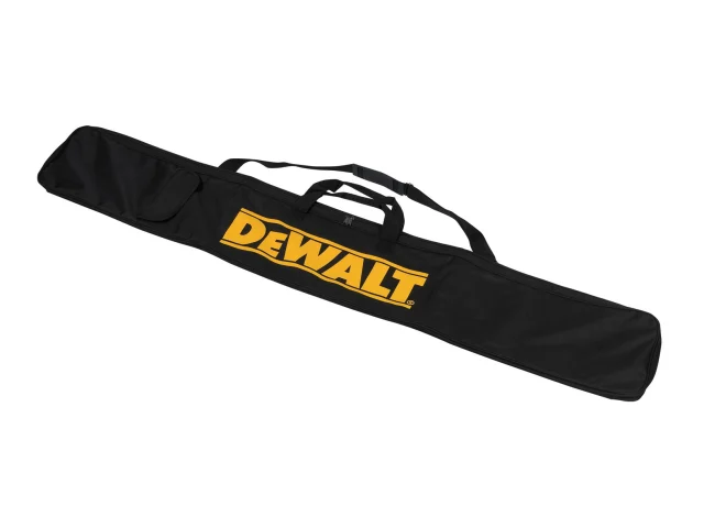 A black carrying bag with a handle and the yellow DEWALT logo printed on the side. The bag is long and rectangular, suitable for holding tools or equipment.