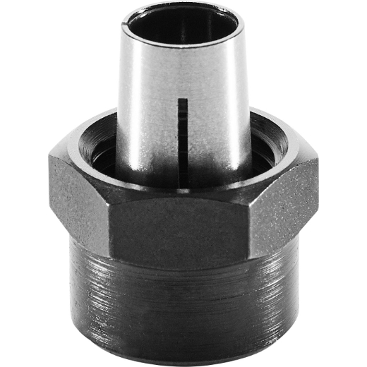 Festool 488761 SZ-D 6,35/OF 1010 Collet shown against a white background; features a hexagonal base and smooth cylindrical top, designed for secure pipe or hose connections.