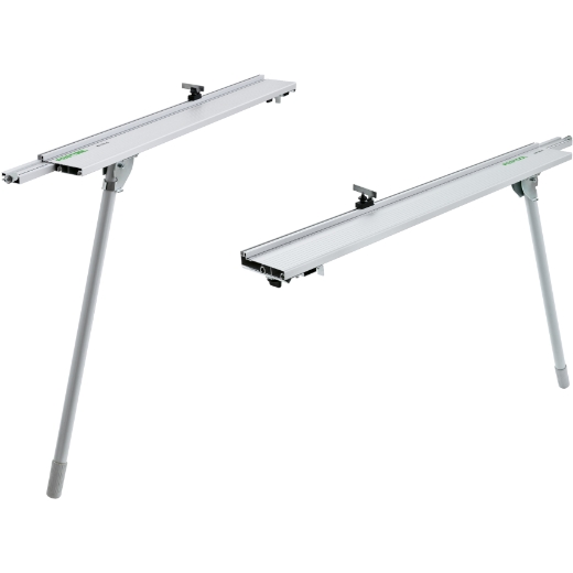 Two KA-UG-KS 120-R/L trimming attachments with silver finish and adjustable legs stand separately against a white background.