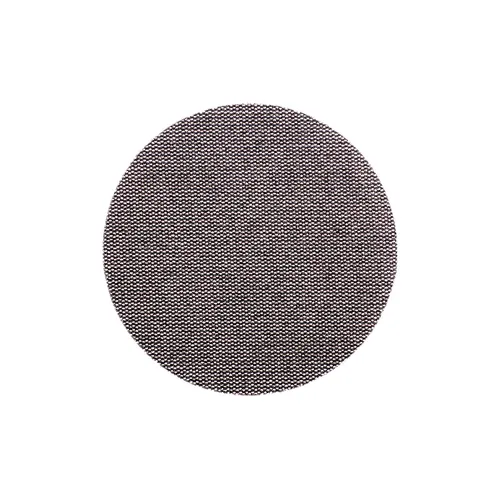 A 125mm Mirka Abranet SIC NS P320 abrasive pad with a fine, grid-like mesh sits on a plain white background.