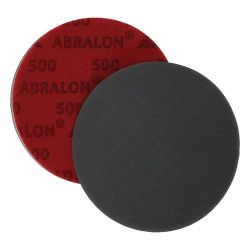 The Mirka Abralon Disc 150mm P360 features a solid black side and a red side.