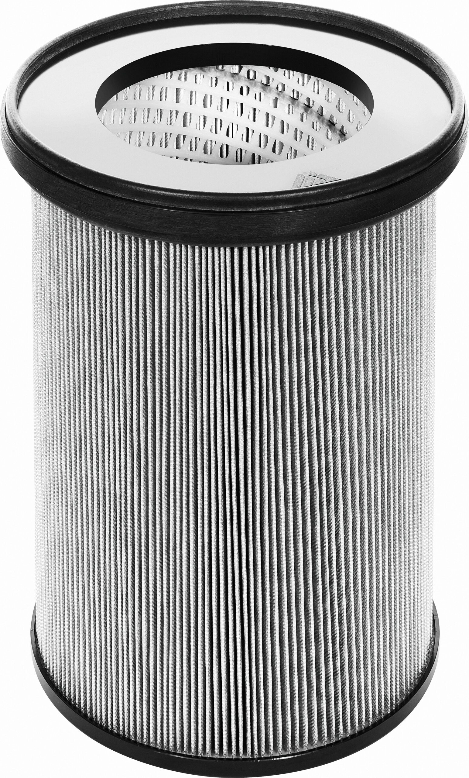The Festool 499903 Main Filter has pleated paper sides, black top and bottom rims, and a perforated metal interior.