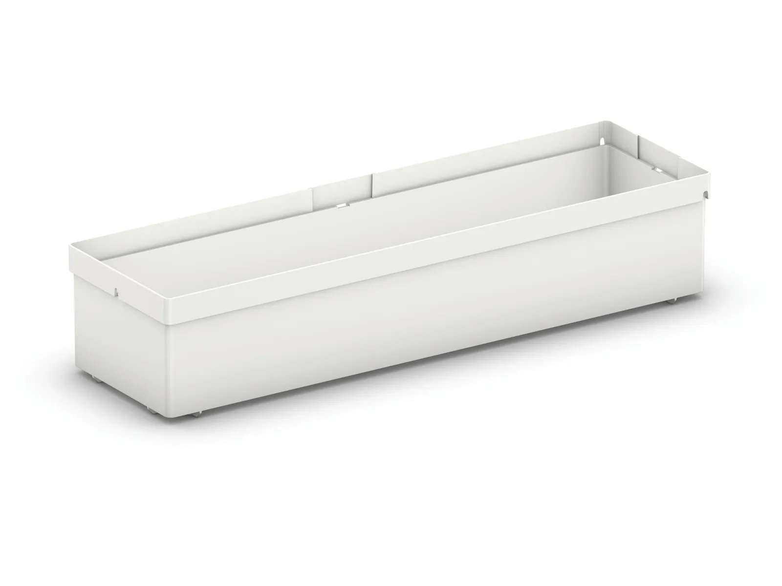 A rectangular white plastic planter box with straight sides and a simple, modern design on a plain white background.