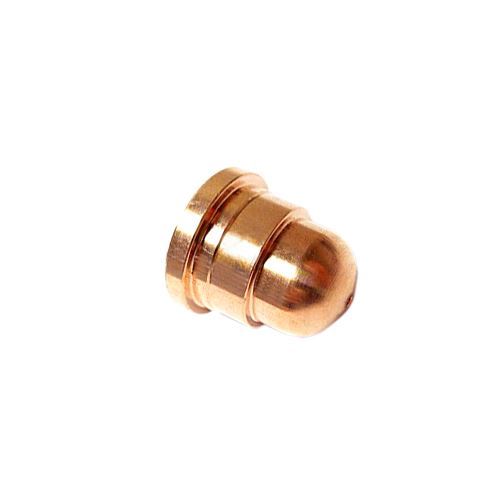 Close-up of a copper-coloured, precision-cut Cutting Tip 45A Powermax with a rounded tip and two grooves on a white background.