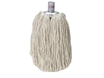 The cotton socket mop head no 16 has thick looped yarn strands and a sturdy metal fitting for easy connection to a standard handle.