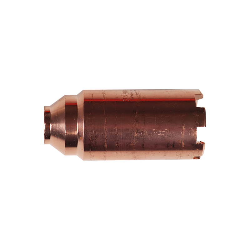 A copper-colored cylindrical metal component with a tapered end and notched opening, shown against a white background.