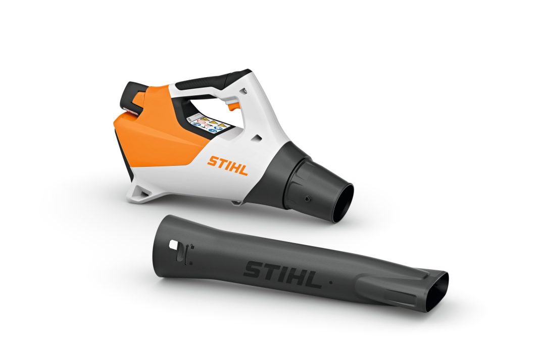 The Stihl BGA 30.0 (AS) Blower, in orange, white, and black, shown on a white background with its detachable black nozzle.