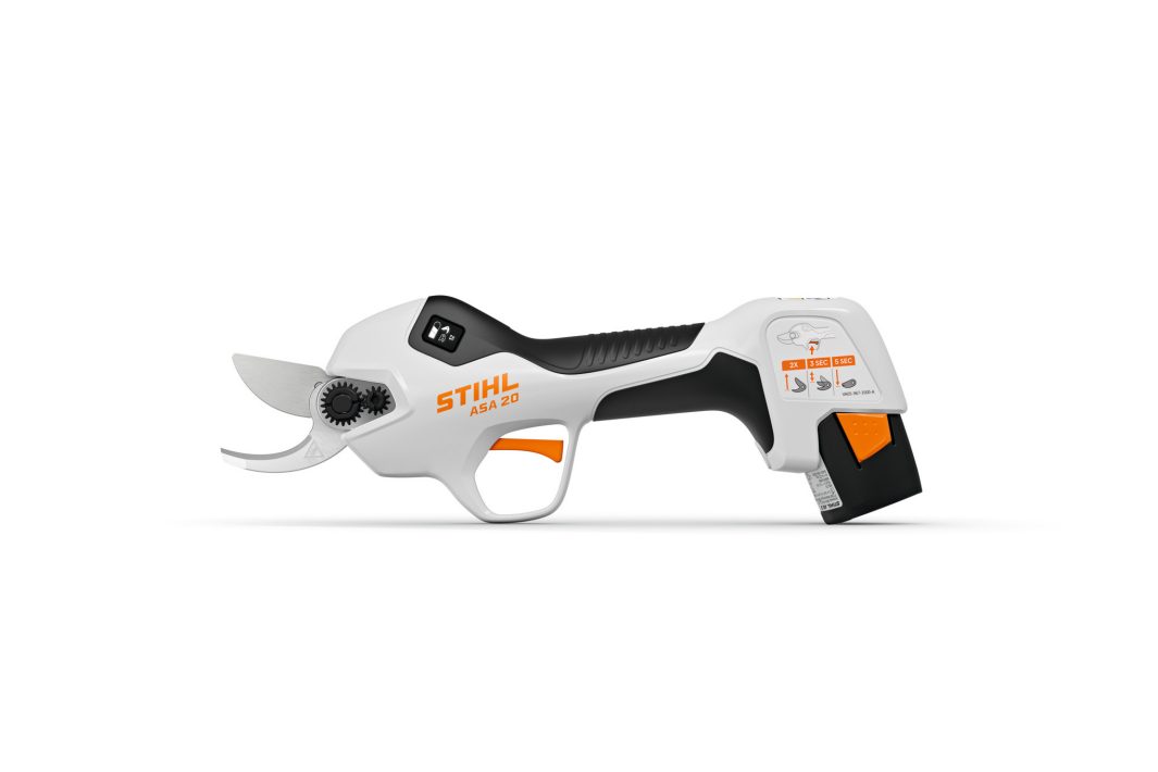 The Stihl ASA 20.0 (AS) Lopper Shears feature ergonomic handles, visible battery housing, and silver blades for easy upgrading.