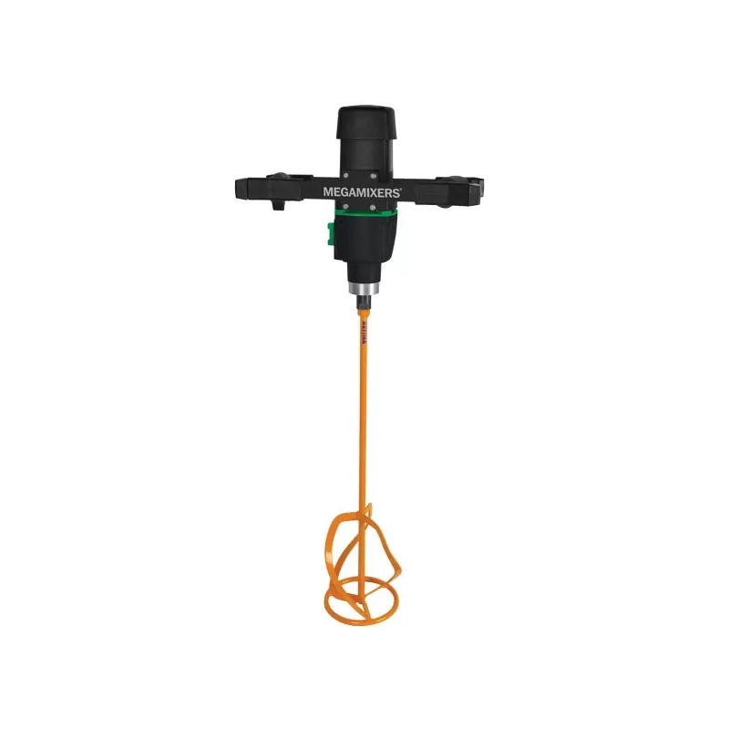 A black MM30 Megamixer 240V electric handheld mixer with a HeavyDuty Paddle 1800W, 2 speeds, isolated on a white background.