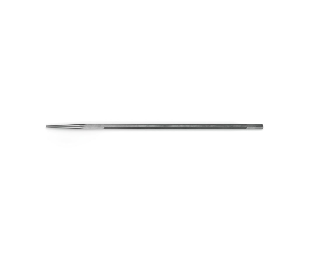 A Stihl Hexa file 5.2x200 Pack of 1, shaped like a steel punch or drift pin, lies horizontally on a white background.