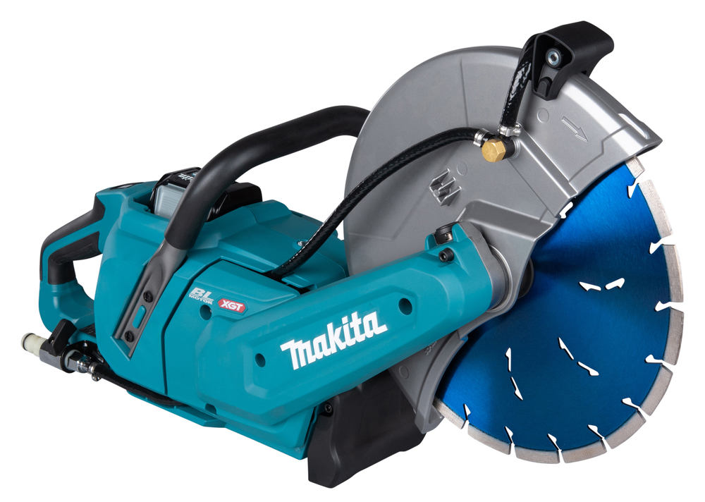 A Makita cordless power saw with a blue circular blade and black handle, built for heavy-duty cutting tasks.