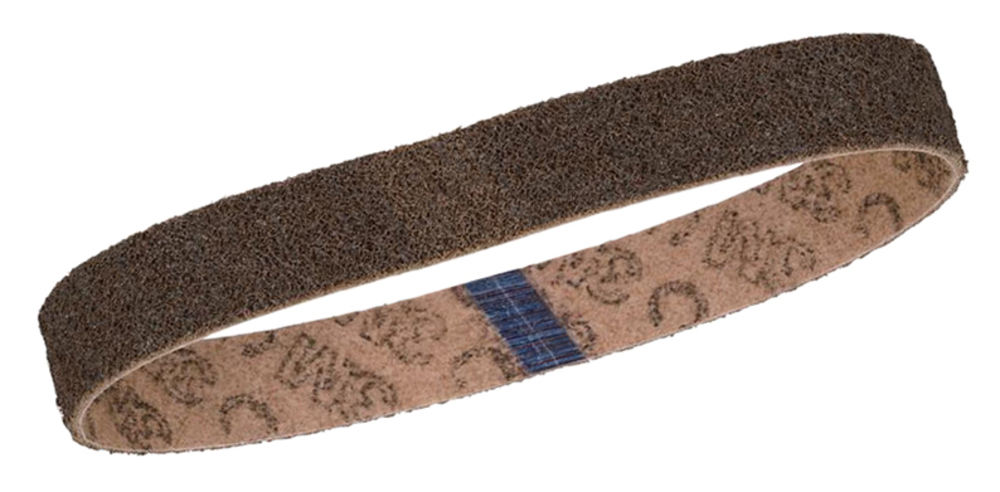 Makita D-80977 Coarse Conditioning Belt 3PC features three brown abrasive belts in continuous loops with a blue inner stripe.