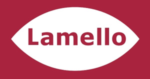 lamelloboxbanner The Lamello logo displays the word Lamello in red within a white oval, placed on a red rectangular background.