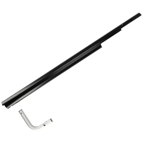 A long, black metal tube with a smaller, silver L-shaped metal piece positioned below it on a white background—this appears to be part of the Carbon Brush+Cap Kit No. 76+78 for Miro 955/955-S.