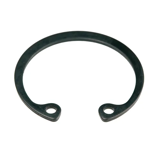 A black metal circlip with two holes near its ends, shaped in a partial circle, intended for assembly or maintenance with the Mirka Carbon Brush+Cap Kit No. 76+78 for Miro 955/955-S.