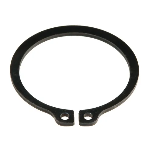 A black metal circlip with two small holes at its ends, forming an open circular shape, designed to secure components for the Mirka Carbon Brush+Cap Kit No. 76+78 in the Miro 955/955-S system.
