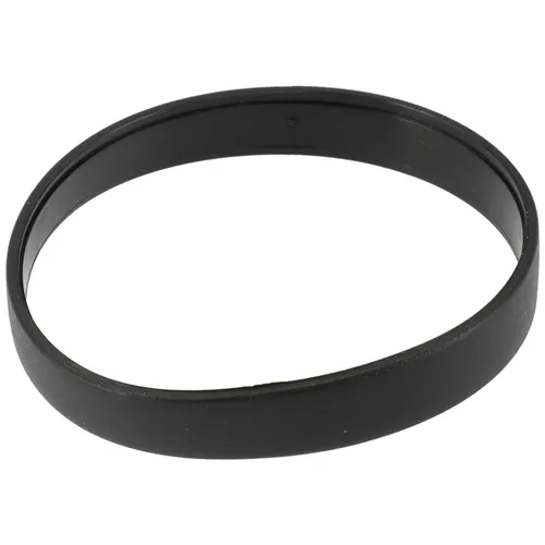 A black, circular rubber O-ring gasket is displayed on a white background.