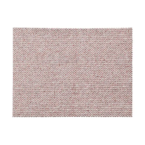 A rectangular swatch of light pink, textured fabric with a tightly woven, pebble-like pattern. Reminiscent of the fine grain found on Mirka Abranet ACE 75x100mm Grip Sanding Sheets, the fabric appears soft and durable, suitable for upholstery or decorative uses.