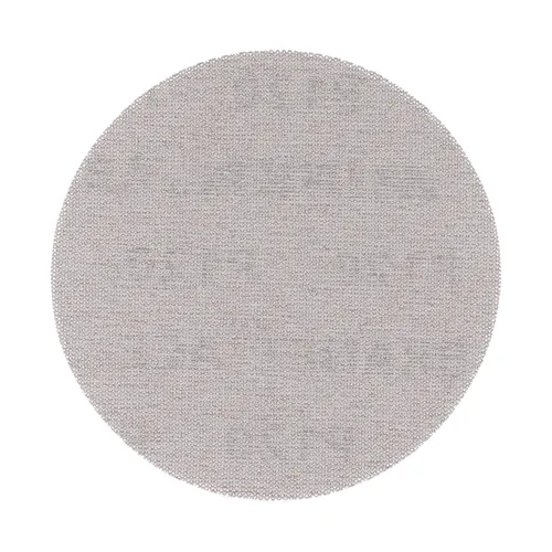 A round, flat, light grey textured disc resembling sandpaper or a mesh filter—such as the Mirka Abranet Ace HD 150mm Grip (25pc)—is set against a white background.