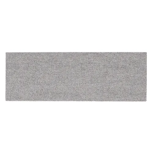 A rectangular, light grey woven rug with a simple, uniform texture, displayed against a white background—its subtle finish reminiscent of the smooth surface achieved by the Mirka Abranet® Ø 81x133mm Grip (10pc).