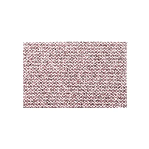 A rectangular piece of textured pink sandpaper, such as the Mirka Abranet Ace HD 81x133mm Grip Sanding Sheets (25pcs), featuring a mesh-like pattern, is shown against a white background.