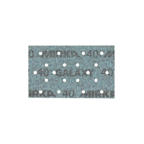 The Mirka Galaxy 81 mm x 133 mm Multifit Grip Sanding Sheet (50pcs) is a rectangular sanding sheet with multiple evenly spaced holes in a grid pattern and features advanced Multifit Grip technology, shown against a plain white background.