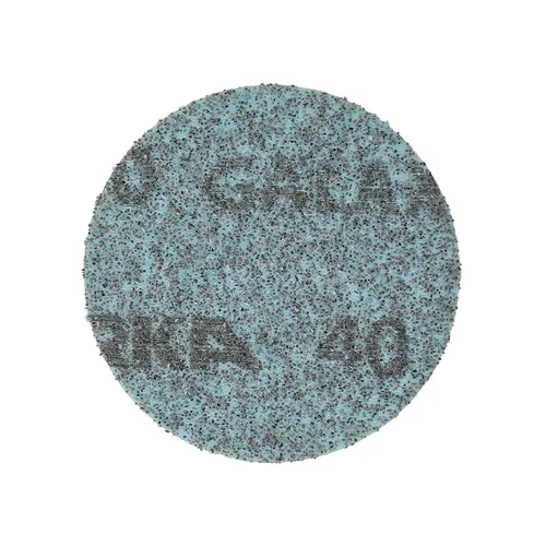 A Mirka Galaxy 77mm Grip Sanding Disc is a round, blue abrasive disc with a speckled texture.