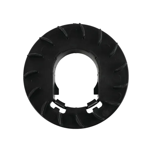A round black plastic component with a large central hole and evenly spaced raised ridges along the outer edge, displayed on a white background.