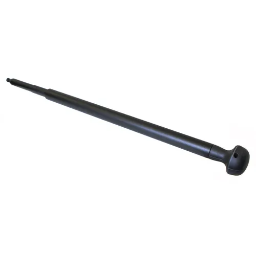 A black, cylindrical car radio aerial with a slightly tapered end and rounded base, shown against a white background.