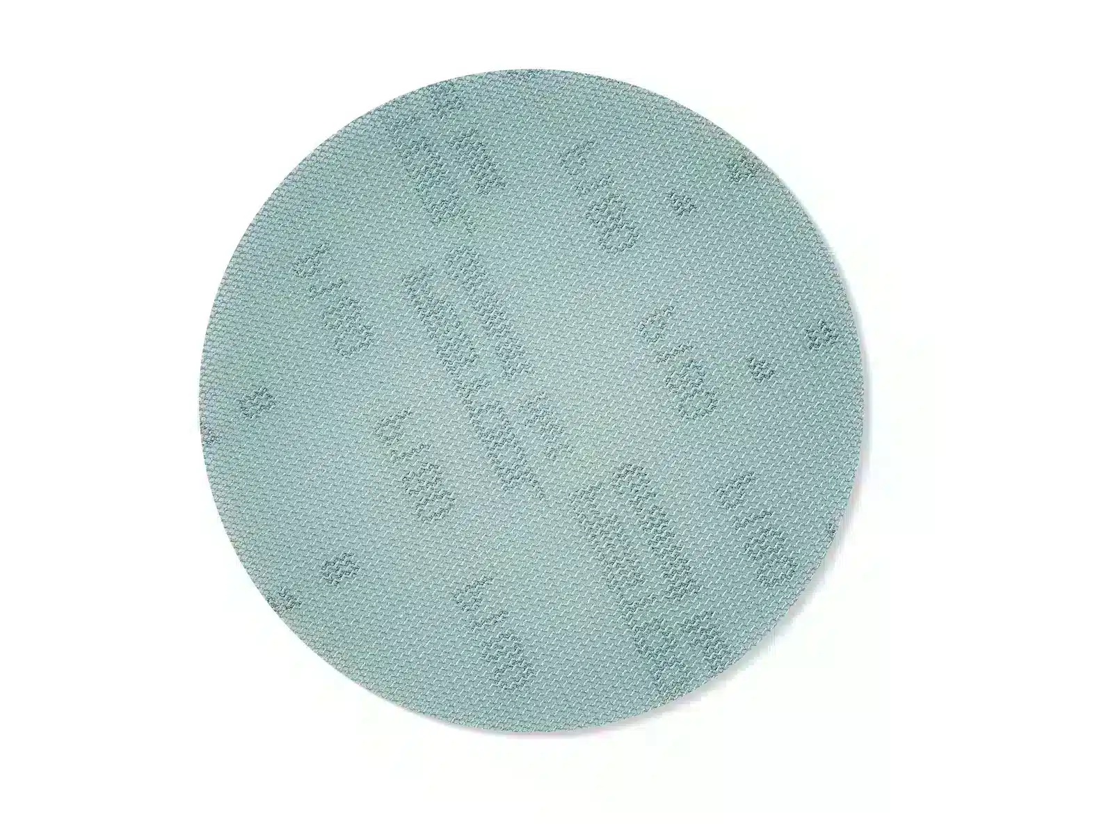 A light blue, circular Festool Granat Sanding Discs D125 NET abrasive disc with a fine textured surface, displayed on a white background.
