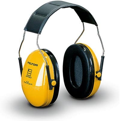 Yellow and black over-ear protective earmuffs with cushioned ear pads, metal adjustable bands, and a plastic folding headband designed for noise reduction and hearing protection; the 3M Peltor Optime I Folding Headband 670467 provides reliable performance in various environments.