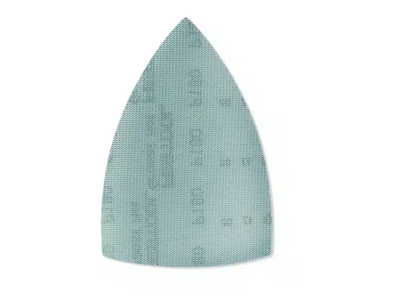A single Festool Granat Net Delta Sanding Sheet, blue and triangular with a pointed tip and rounded base, designed for use with delta sanders and compatible detail sanders, is shown on a white background.
