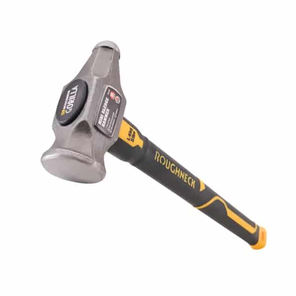 A Roughneck-branded sledgehammer with a black and yellow handle and a metallic head, shown against a white background.