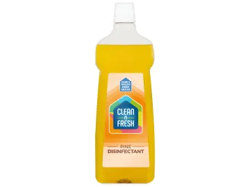 A plastic bottle of yellow pine disinfectant.