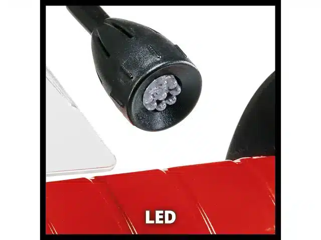 Adjustable LED work light on an Einhell TC-BG 200 L Bench grinder.