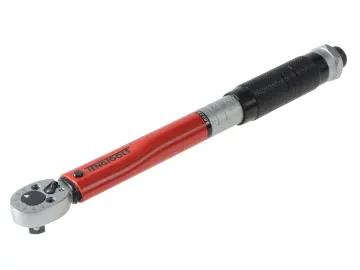 A red and black Teng 1200FRP 1/2″ Quick Release Reversible Ratchet with a metal reversible ratchet head and a textured grip.