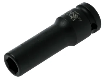 Black 12mm Teng Deep Impact Socket Hexagon 6-Point 1/2in Drive.