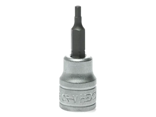 Teng S2 Hex Socket Bit 3/8in Drive 3mm featuring a silver-coloured base and a dark grey hex socket tip.